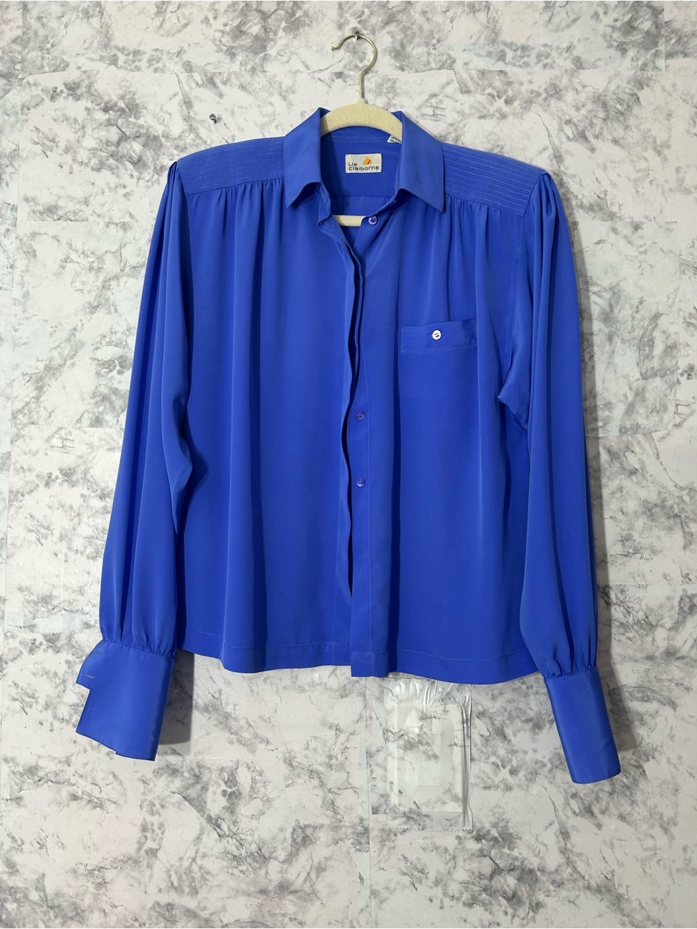 Claiborne Electric Blue Long Sleeve Dress Shirt